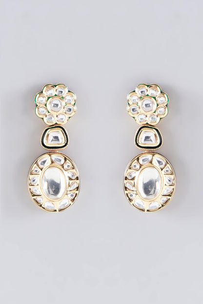 Gold Plated Kundan Polki & Pearl Necklace Set