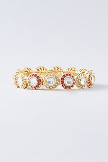 Gold Plated Kundan Polki & Ruby Stone Kada