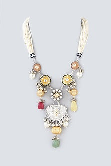 Oxidised Finish Kundan Polki & Natural Stone Long Necklace