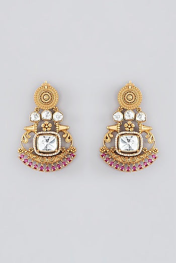 Gold Plated Kundan Polki Dangler Earrings