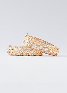 Gold Plated Kundan Polki Kadas (Set of 2)