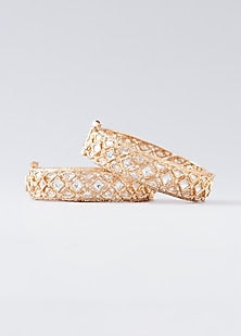 Gold Plated Kundan Polki Kadas (Set of 2)