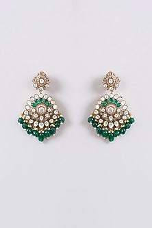 Black Rhodium Finish Kundan Polki & Pearl Necklace Set