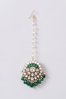 Black Rhodium Finish Kundan Polki & Pearl Necklace Set