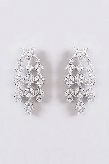 White Finish Faux Diamond Necklace Set