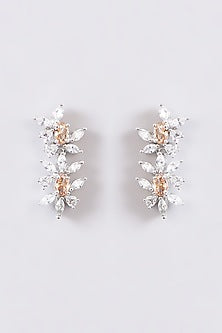 White Finish Faux Diamond & Peach Stone Necklace Set