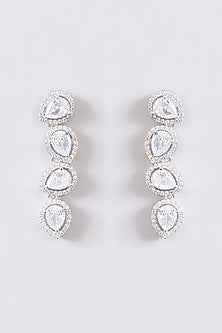 White Finish Faux Diamond Necklace Set