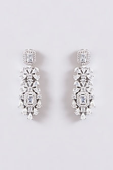 White Finish Faux Diamond Necklace Set