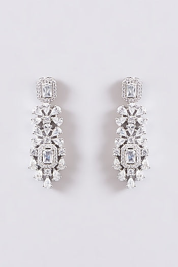 White Finish Faux Diamond Necklace Set