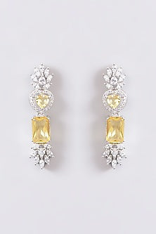 White Finish Faux Diamond & Yellow Stone Necklace Set