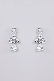 White Finish Diamond Layered Pendant Necklace Set