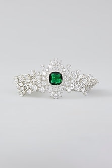 White Finish Diamond & Emerald Stone Bracelet