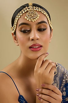 Two Tone Finish Kundan Polki Mathapatti