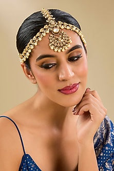 Two Tone Finish Kundan Polki Mathapatti