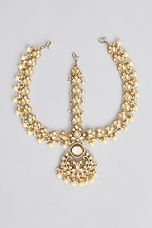 Two Tone Finish Kundan Polki Mathapatti