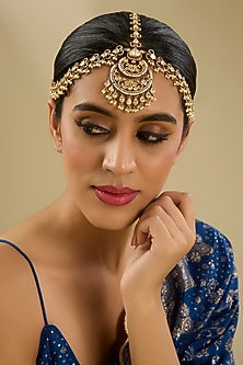 Two Tone Finish Kundan Polki Mathapatti