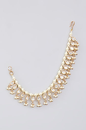 Gold Finish Kundan Polki Earchains