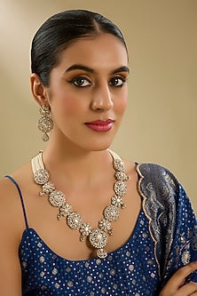 Two Tone Finish Kundan Polki Long Necklace Set