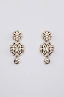 Two Tone Finish Kundan Polki Long Necklace Set