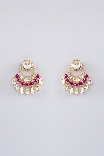 Gold Finish Moissanite & Red Pearl Necklace Set