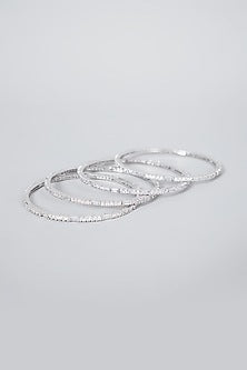 White Finish Diamond Bangles (Set of 4)