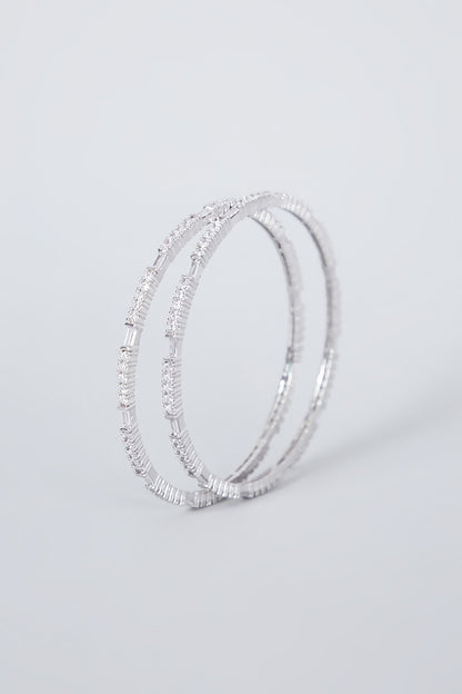 White Finish Diamond Bangles (Set of 4)