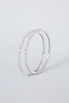 White Finish Diamond Bangles (Set of 4)