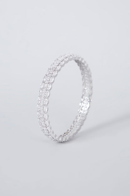 White Finish Diamond Bangles (Set Of 2)