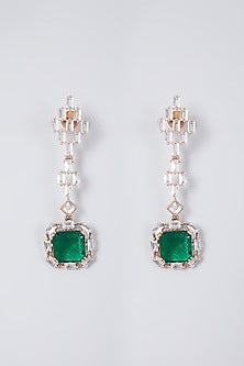 White Finish Diamond Dangler Earrings