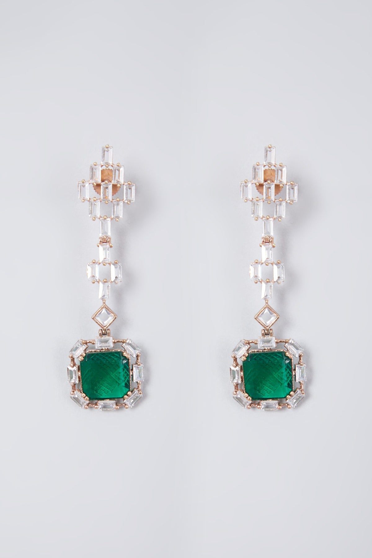White Finish Diamond Dangler Earrings