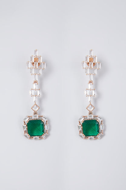 White Finish Diamond Dangler Earrings