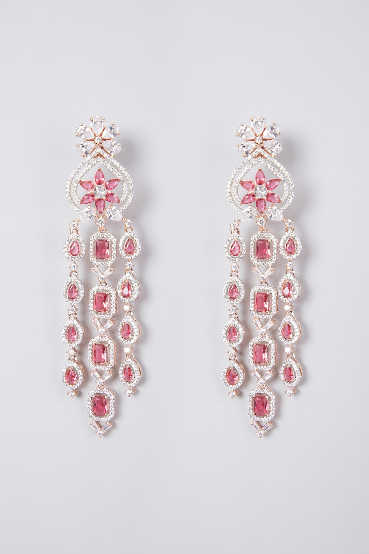 White Finish Diamond Dangler Earrings