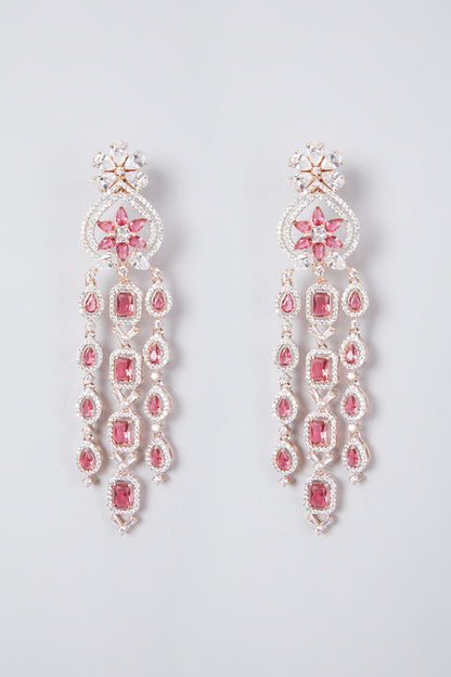White Finish Diamond Dangler Earrings