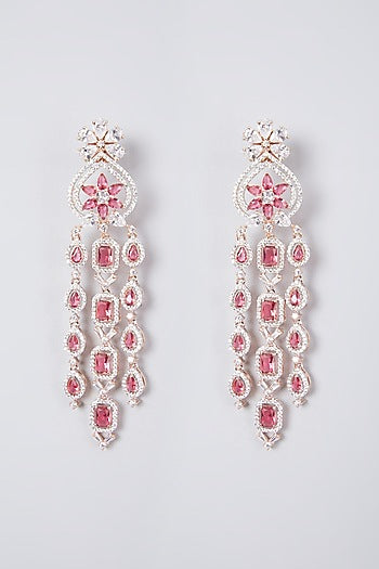 White Finish Diamond Dangler Earrings