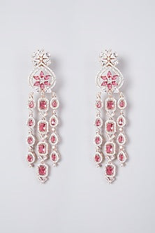 White Finish Diamond Dangler Earrings