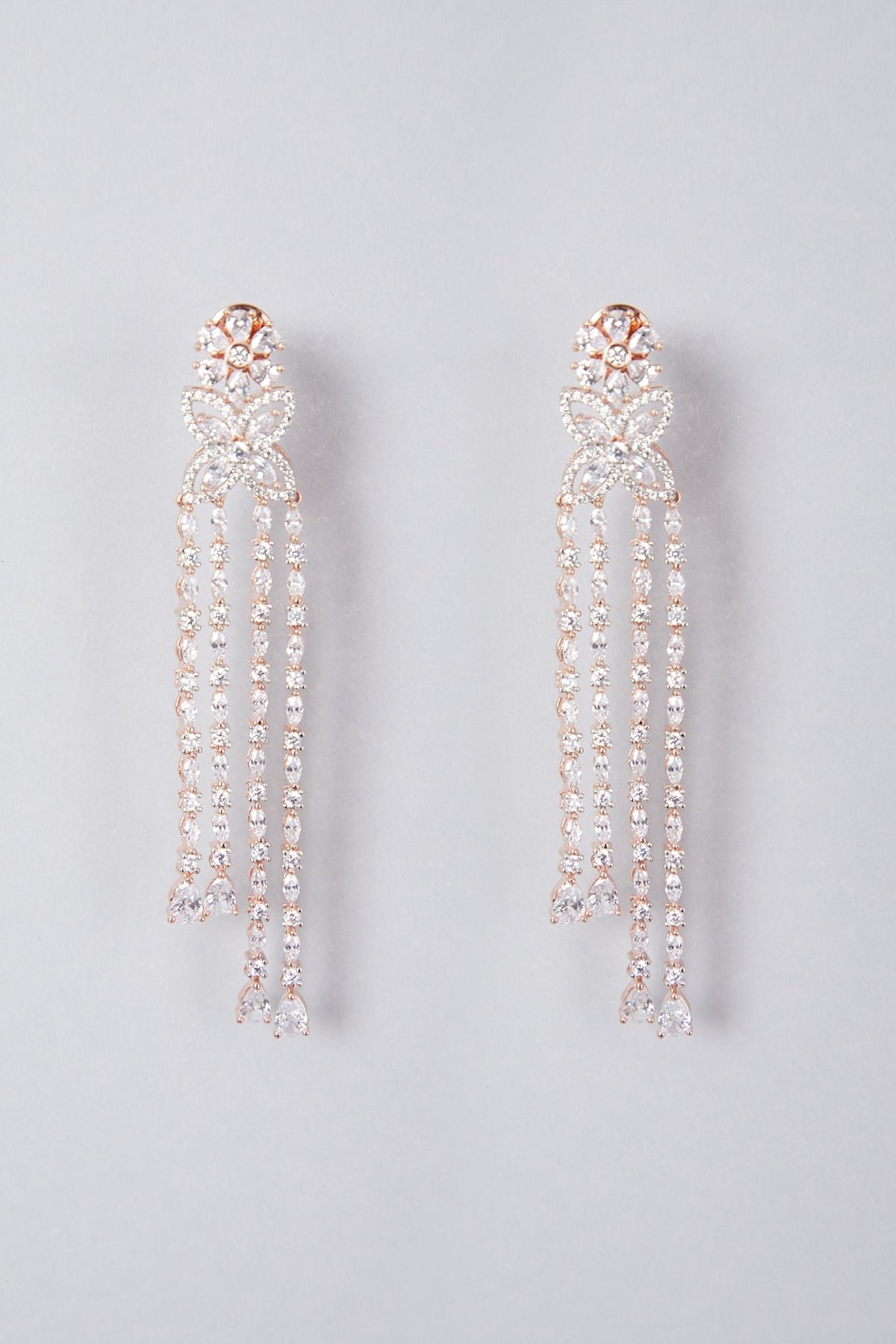 White Finish Diamond Dangler Earrings