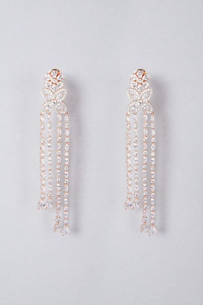 White Finish Diamond Dangler Earrings