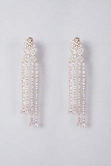 White Finish Diamond Dangler Earrings