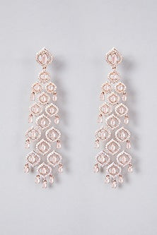 White Finish Diamond Dangler Earrings