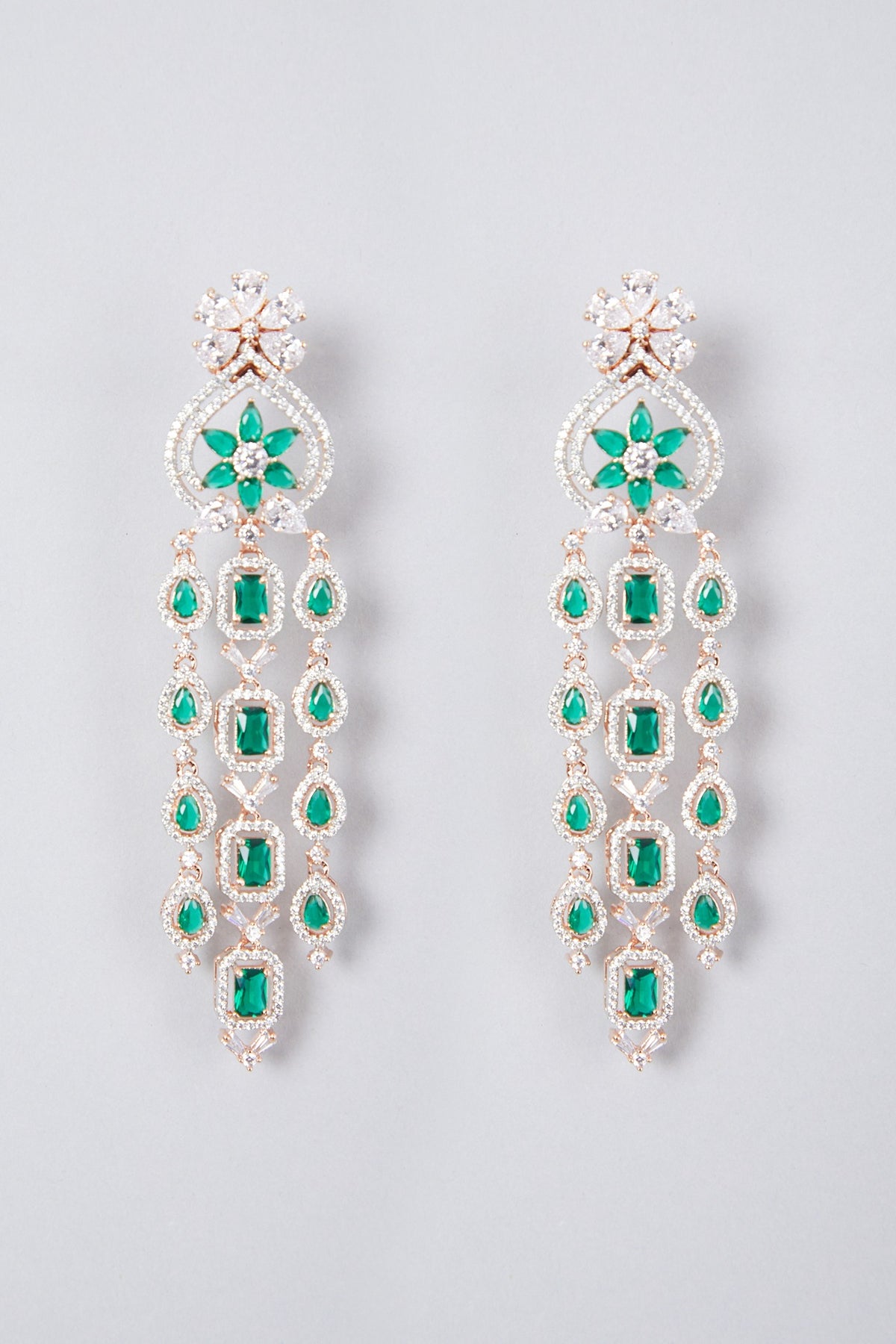 White Finish Diamond Dangler Earrings