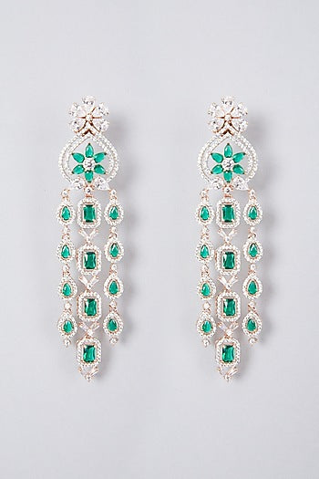 White Finish Diamond Dangler Earrings
