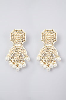Gold Plated Kundan Polki Chandbali Half Moon Earrings