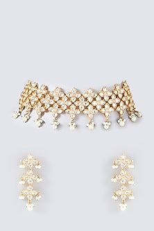 Gold Plated Kundan Polki Necklace Set