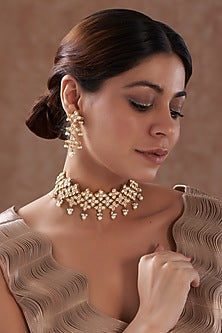 Gold Plated Kundan Polki Necklace Set