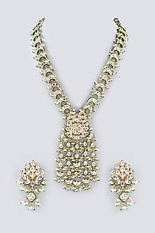 Gold Plated Kundan Polki & Pearl Necklace Set