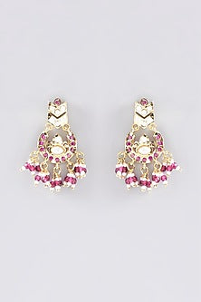 Gold Plated Kundan Polki & Ruby Stone Necklace Set