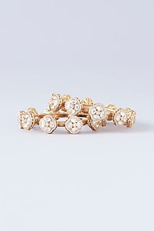 Gold Finish Kundan Polki Kadas (Set Of 2)