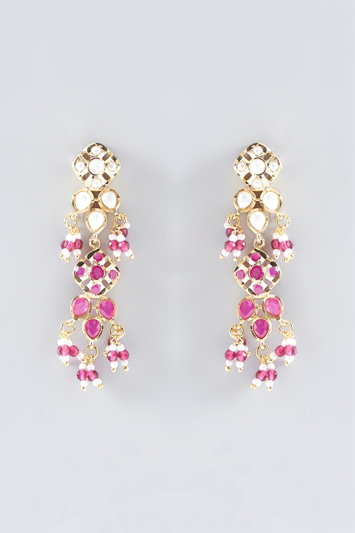 Gold Plated Kundan Polki & Ruby Necklace Set