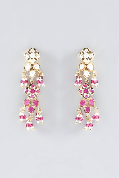 Gold Plated Kundan Polki & Ruby Necklace Set