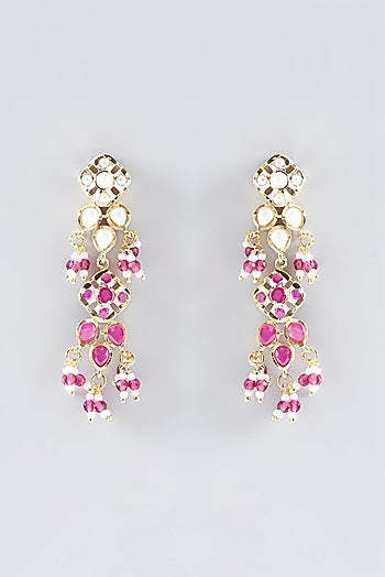 Gold Plated Kundan Polki & Ruby Necklace Set